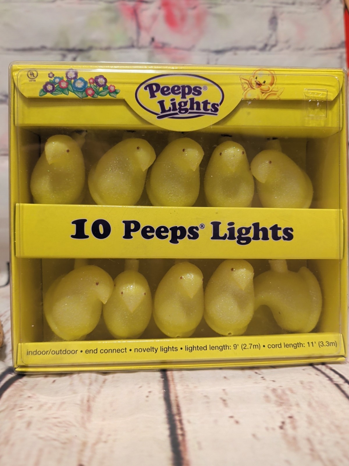 NIB Vintage Just Born Peeps Yellow Chicks Novelty String Lights Set of 10 NIB Vintage Just Born Peeps Yellow Chicks Novelty String Lights Set of 10