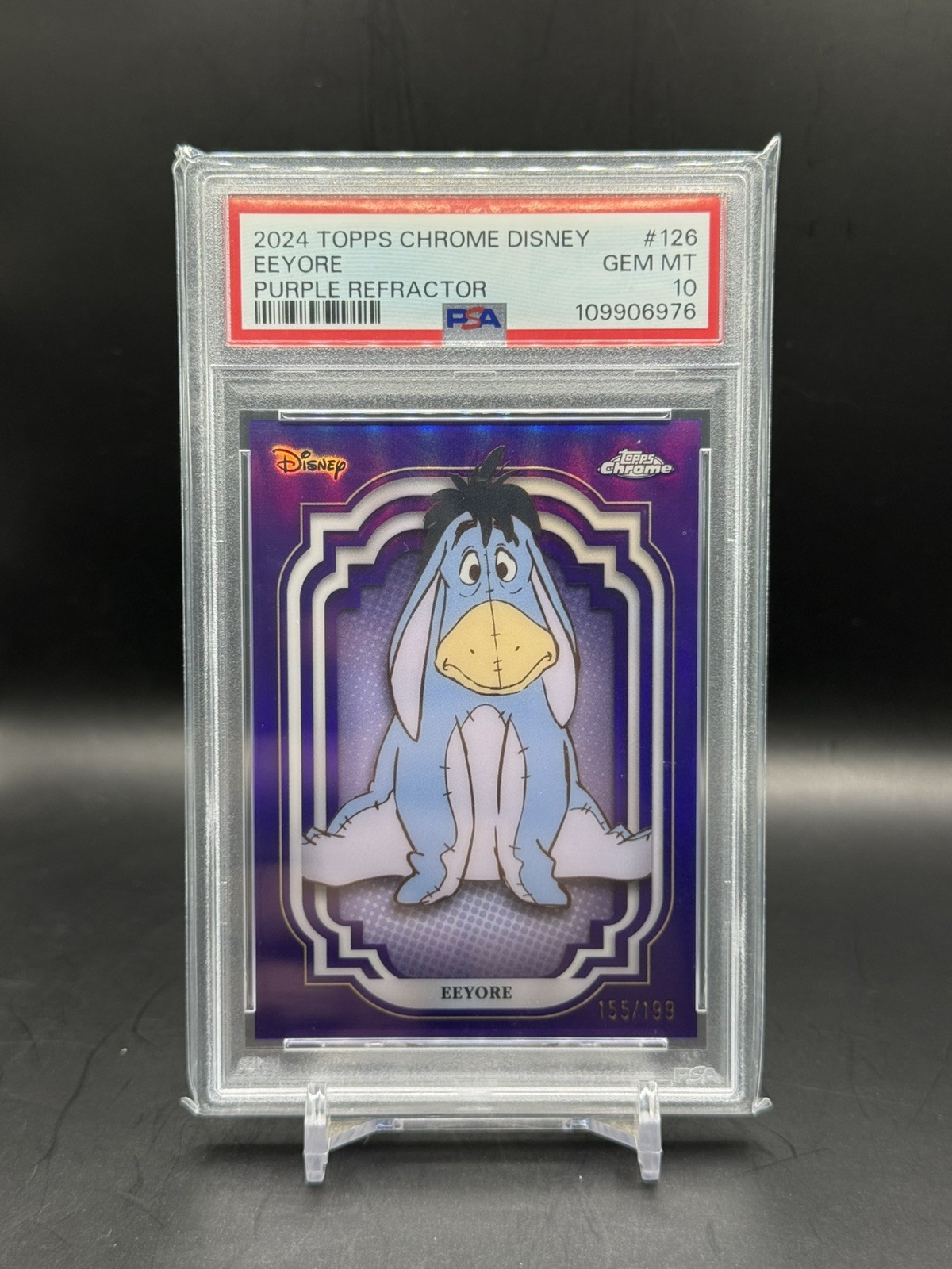 2024 Topps Chrome Disney Eeyore #126 Purple Refractor 155/199 PSA 10