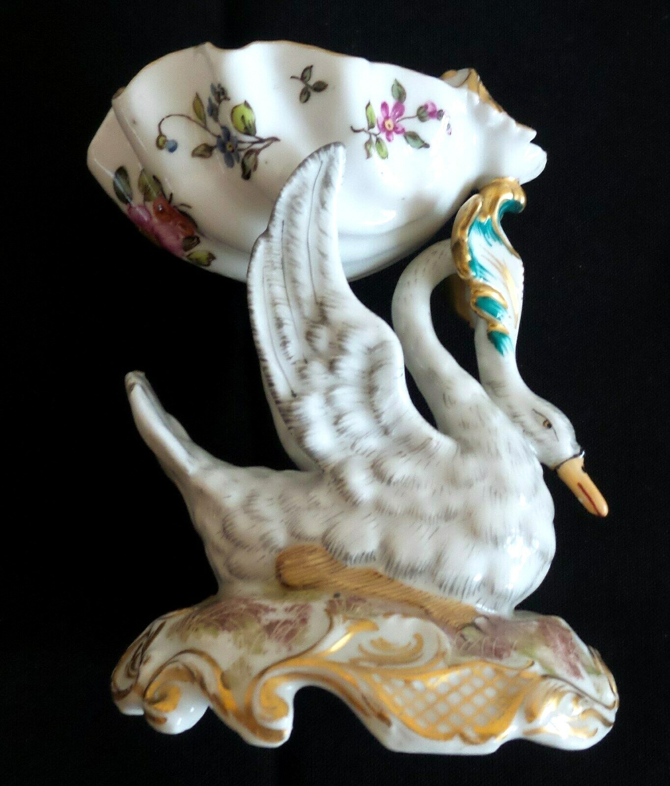 RARE ANTIQUE CHOISY LE ROY PORCELAIN SWAN HANDPAINTED CANDY DISH HALLMARKED RARE ANTIQUE CHOISY LE ROY PORCELAIN SWAN HANDPAINTED CANDY DISH HALLMARKED