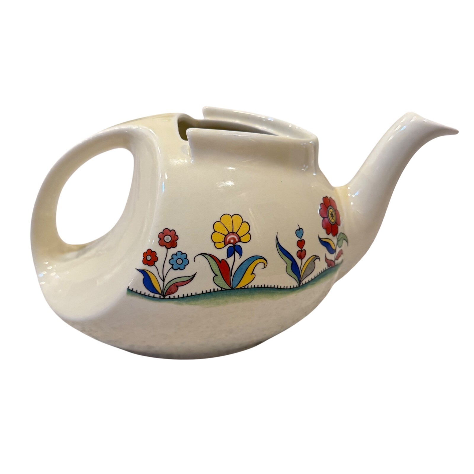 Hall's Superior Quality Teapot USA RARE Meadow Flower Streamline No Lid1930's