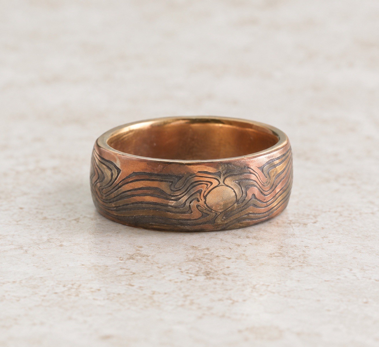 Signed George Sawyer 8mm Half Round Mokume Gane Band: Price $3,495 Signed George Sawyer 8mm Half Round Mokume Gane Band: Price $3,495