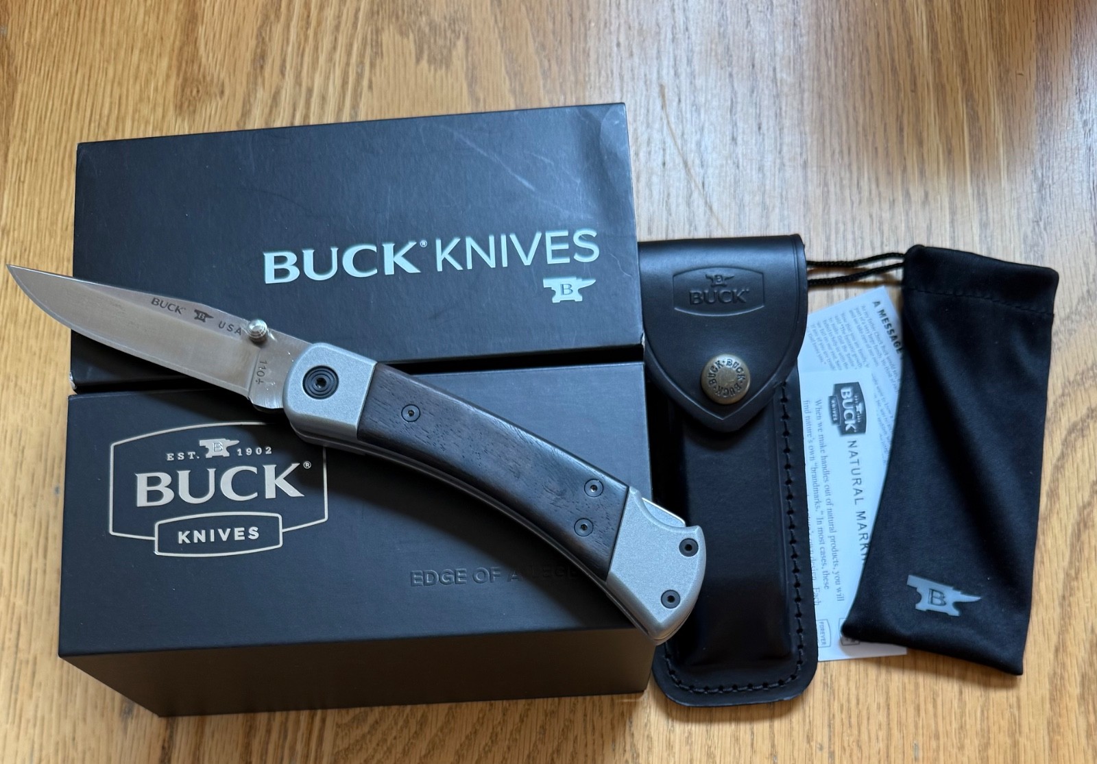 BEAUTIFUL BOTM BUCK 110 ALUMINUM FRAME KNIFE NEVER USED IN BOX N36 BEAUTIFUL BOTM BUCK 110 ALUMINUM FRAME KNIFE NEVER USED IN BOX N36