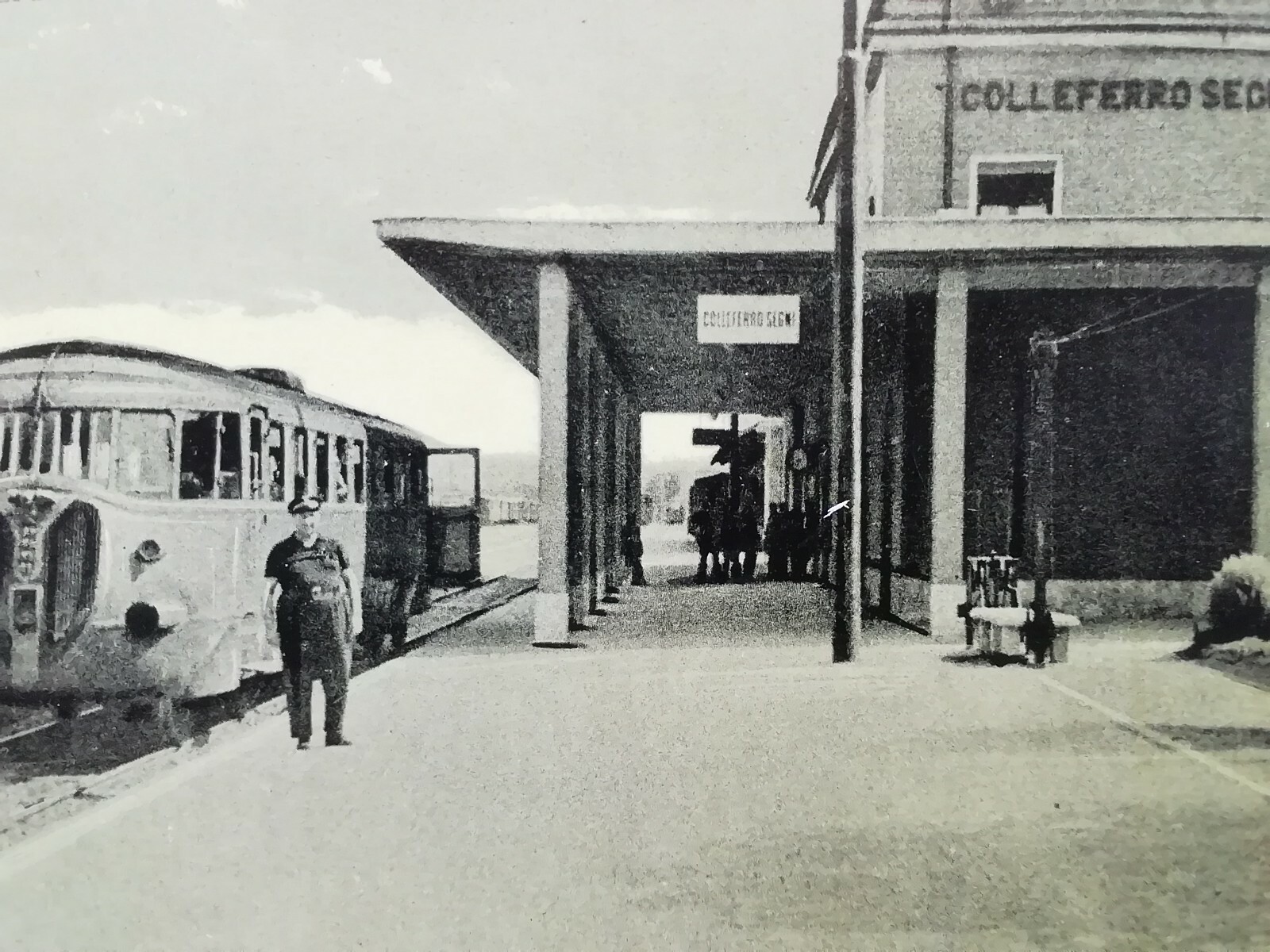 Postcard Colleferro Rome Lazio Train Station Tram animated landscape