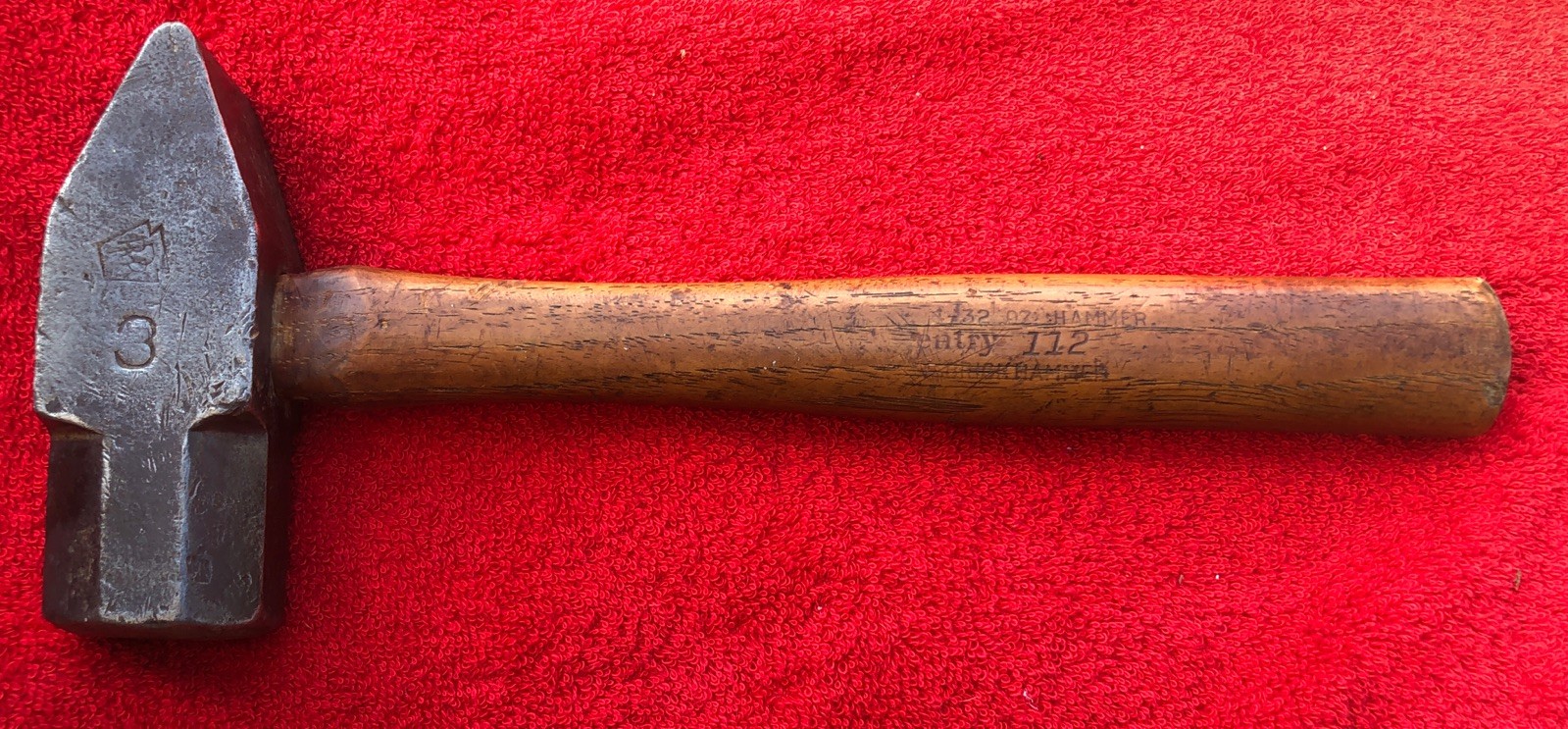 Vintage IRON CITY 3 Pound Cross Peen Blacksmith\'s Hammer With PRR Logo & Handle