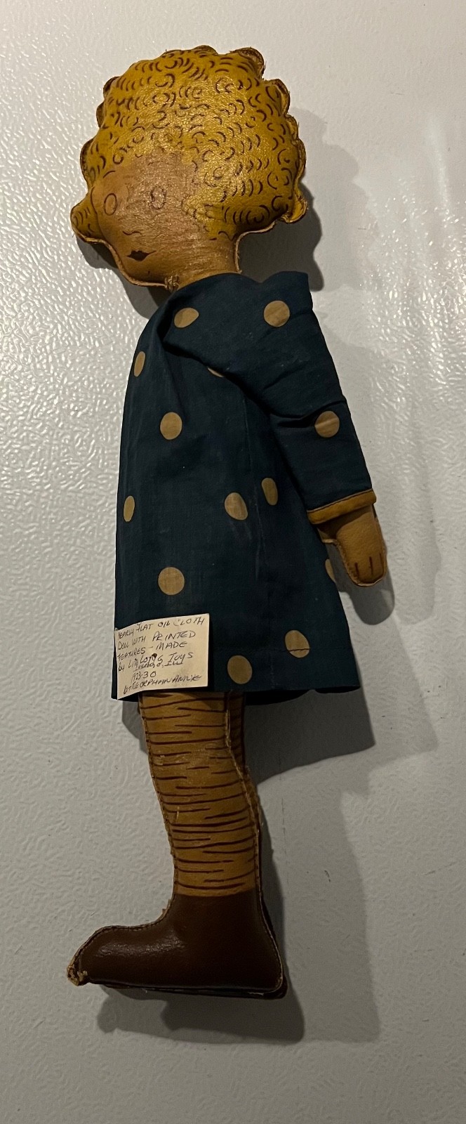 Rare Vintage 1927 Little Orphan Annie Oilcloth Doll Blue Polka Dot Dress Variant Rare Vintage 1927 Little Orphan Annie Oilcloth Doll Blue Polka Dot Dress Variant