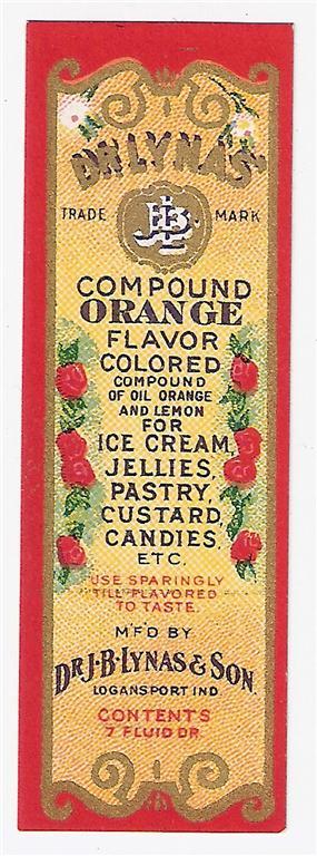 4 Diff. Vintage Dr. J. B. Lynas Small Flavoring Extract Labels Logansport, In.