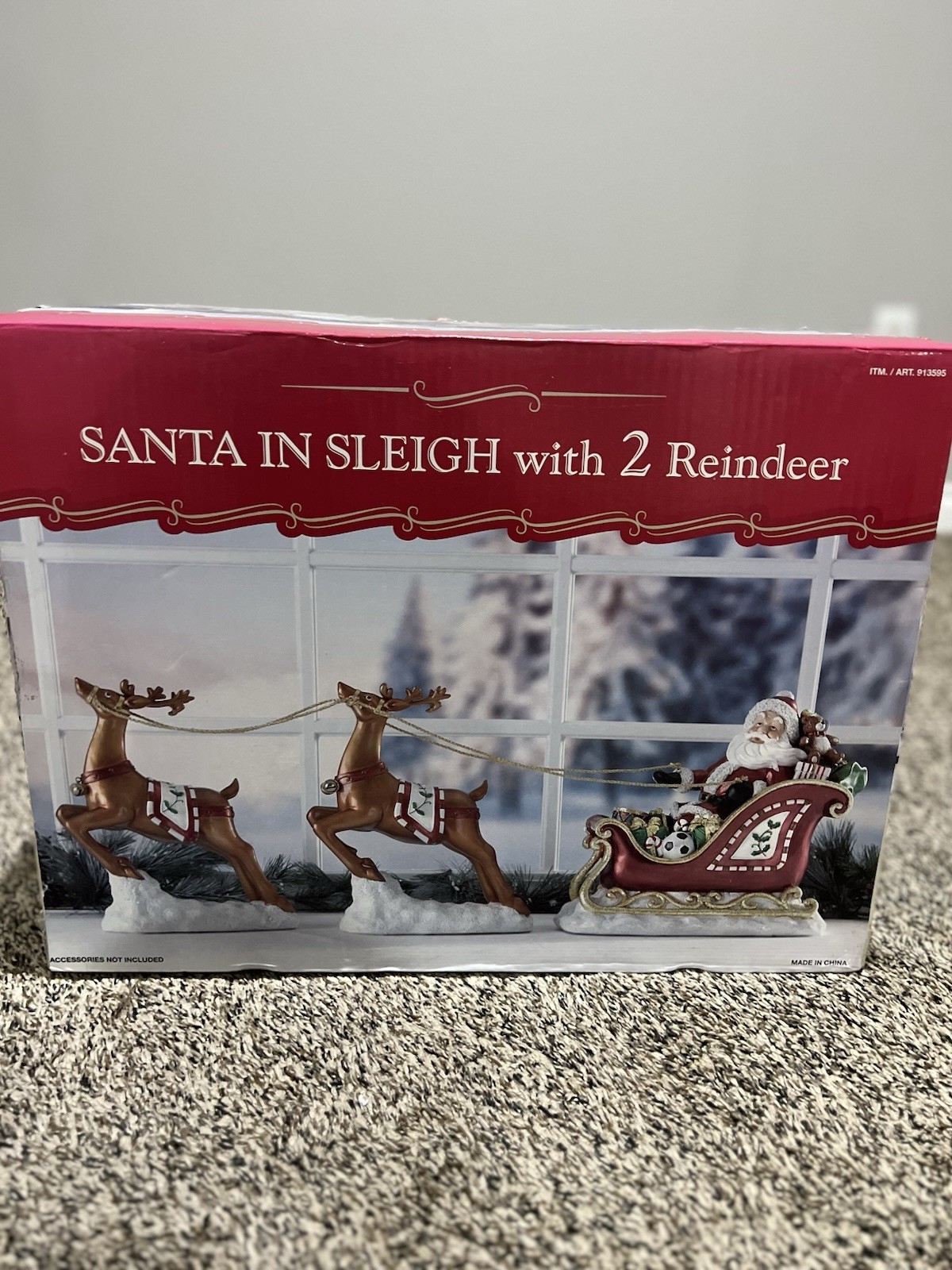 Costco Santa In Sleigh With 2 Reindeer Large Christmas Decor