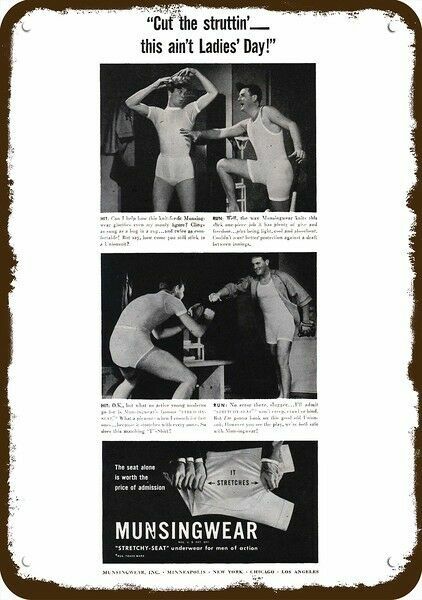 1945 MUNSINGWEAR UNDERWEAR Men Play Ball Vint-Look DECORATIVE REPLICA METAL SIGN 1945 MUNSINGWEAR UNDERWEAR Men Play Ball Vint-Look DECORATIVE REPLICA METAL SIGN