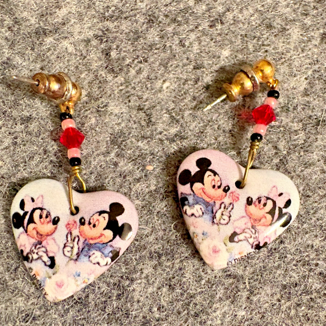 Mickey Mouse and Minnie Mouse. Set of 2 Earrings. Right & Left.