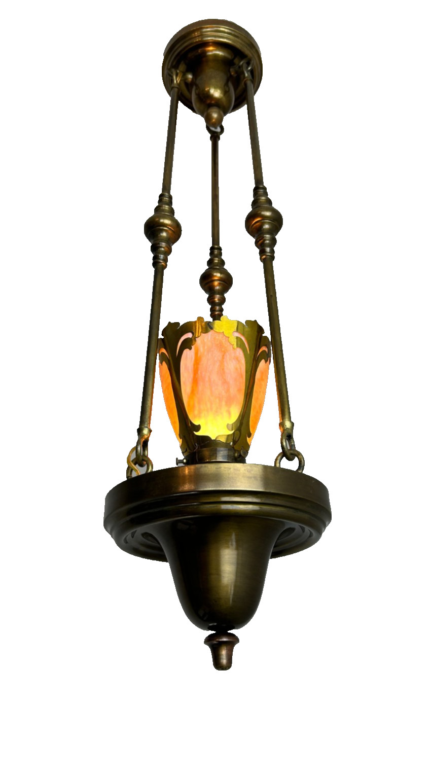 antique 1915-20s Victorian early electric brass pendant fixture antique 1915-20s Victorian early electric brass pendant fixture
