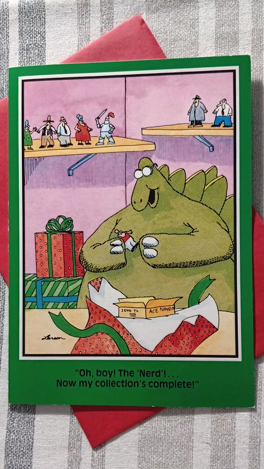 Vtg Far Side Holiday Christmas Card 1987 Gary Larson NOS Dinosaur Vtg Far Side Holiday Christmas Card 1987 Gary Larson NOS Dinosaur