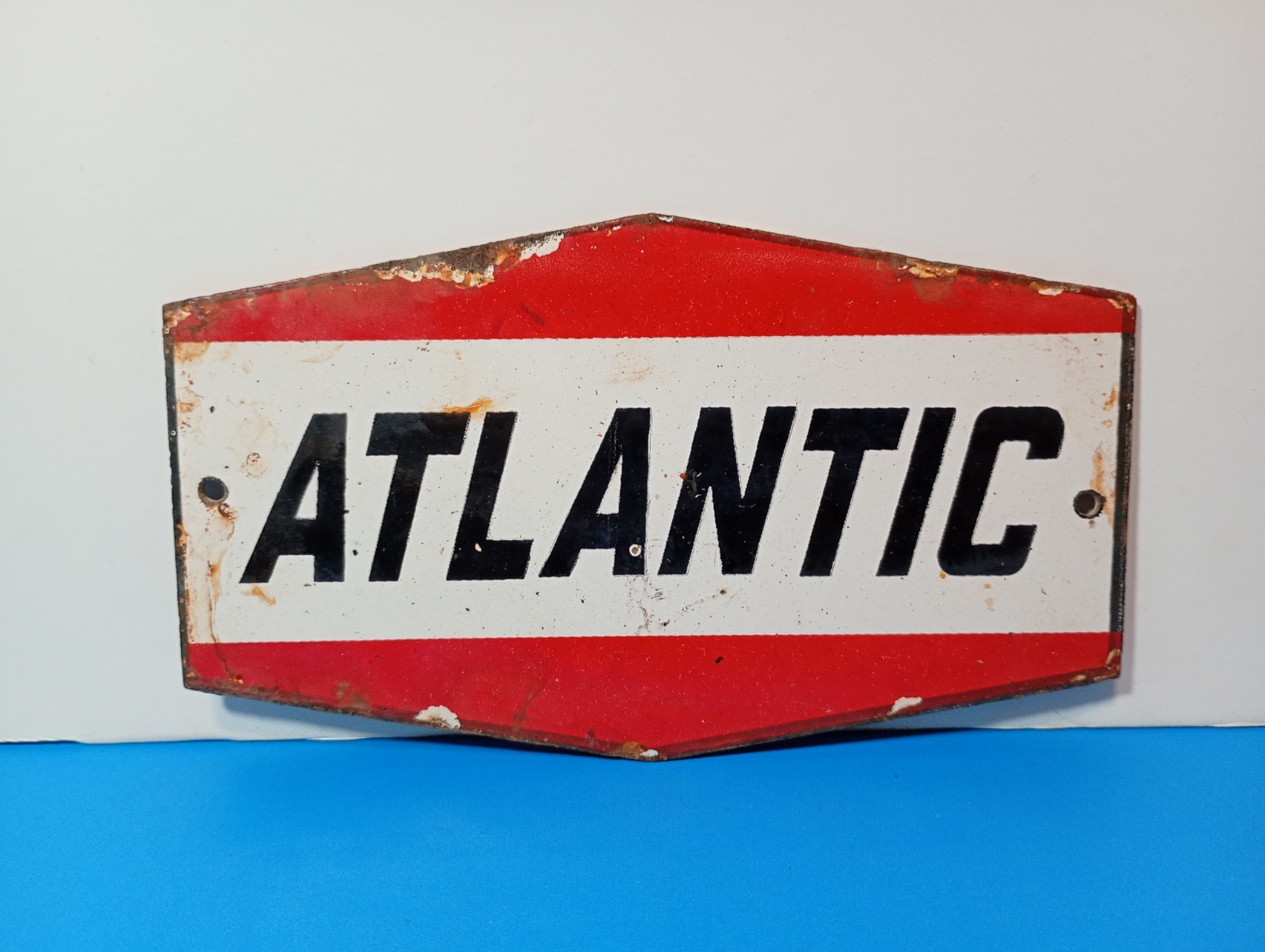 Vintage ATLANTIC Porcelain Enamel Sign 6 Vintage ATLANTIC Porcelain Enamel Sign 6
