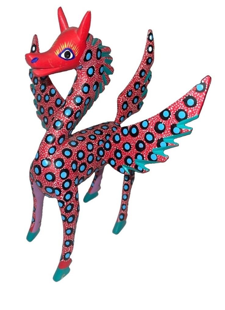 Nahual Dog-Wood Pegasus Carving Alebrije Sculpture from Oaxacan Artisans