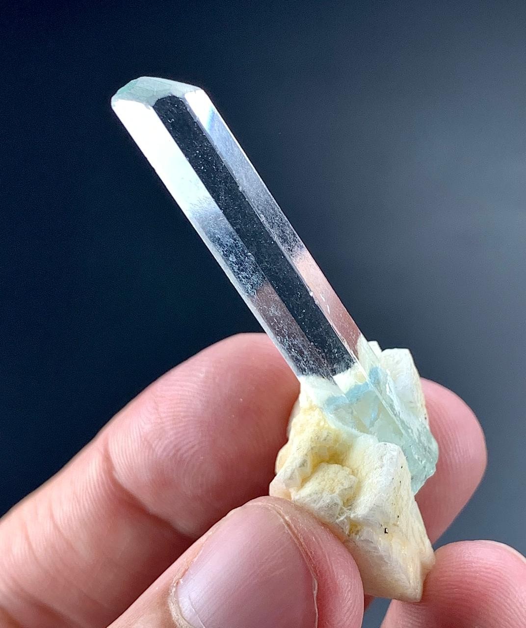 39 Carat Aquamarine Crystal With Feldspar Specimen From Pakistan