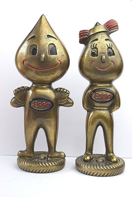 Super rare 1950\'s ESSO Oil Drop Girl Vintage Statue Set of 2 WOLFSHEAD Vintage
