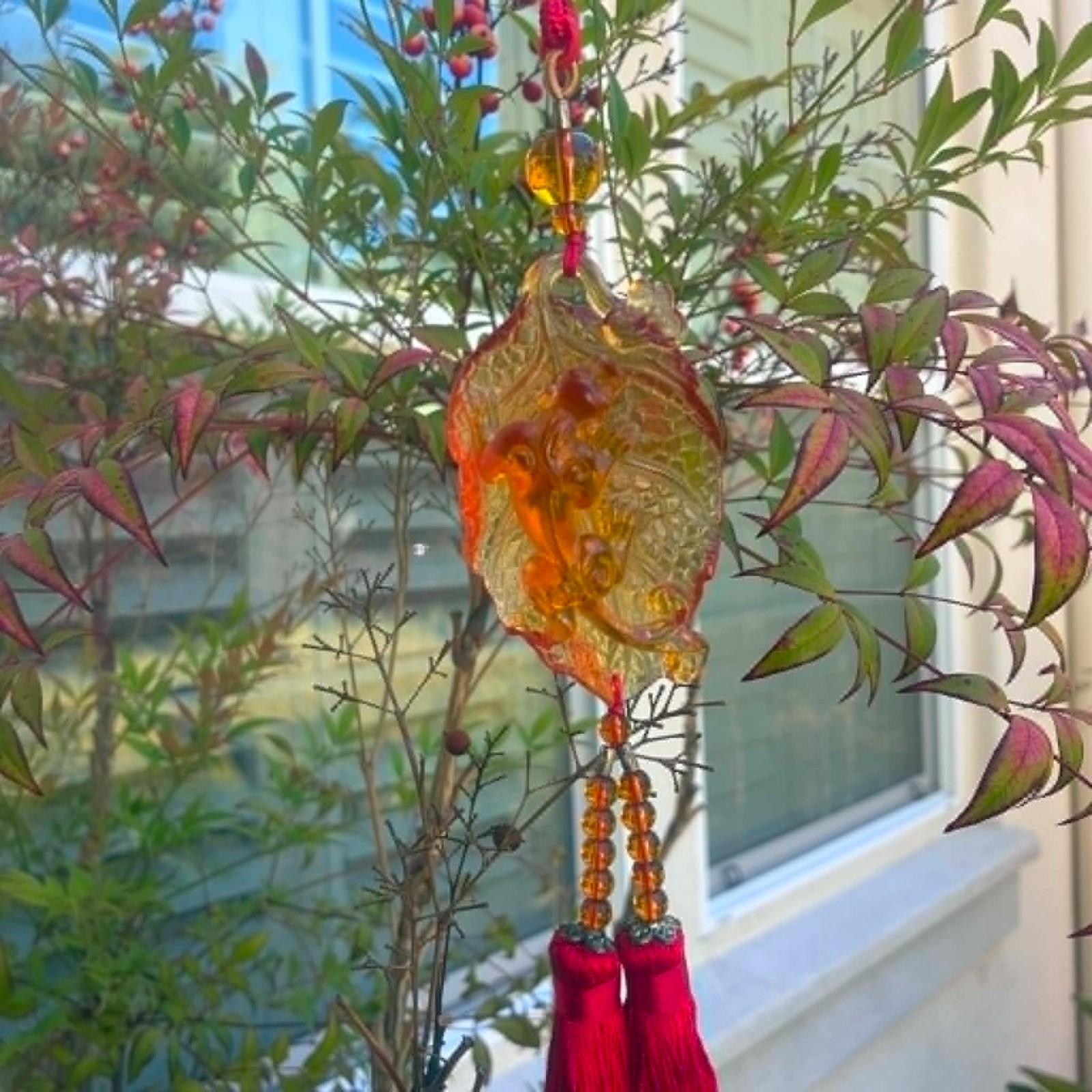 Liuli Crystal Glass Pixiu Chinese Car Hanging Ornament: Feng Shui Blessing