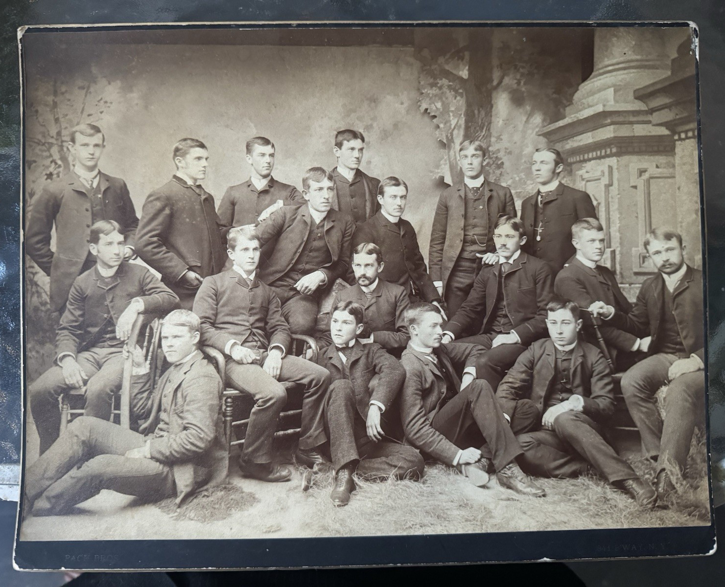 Antique Pach Bros Albany NY Large Cabinet Photo Men Group Portrait c1890 14”
