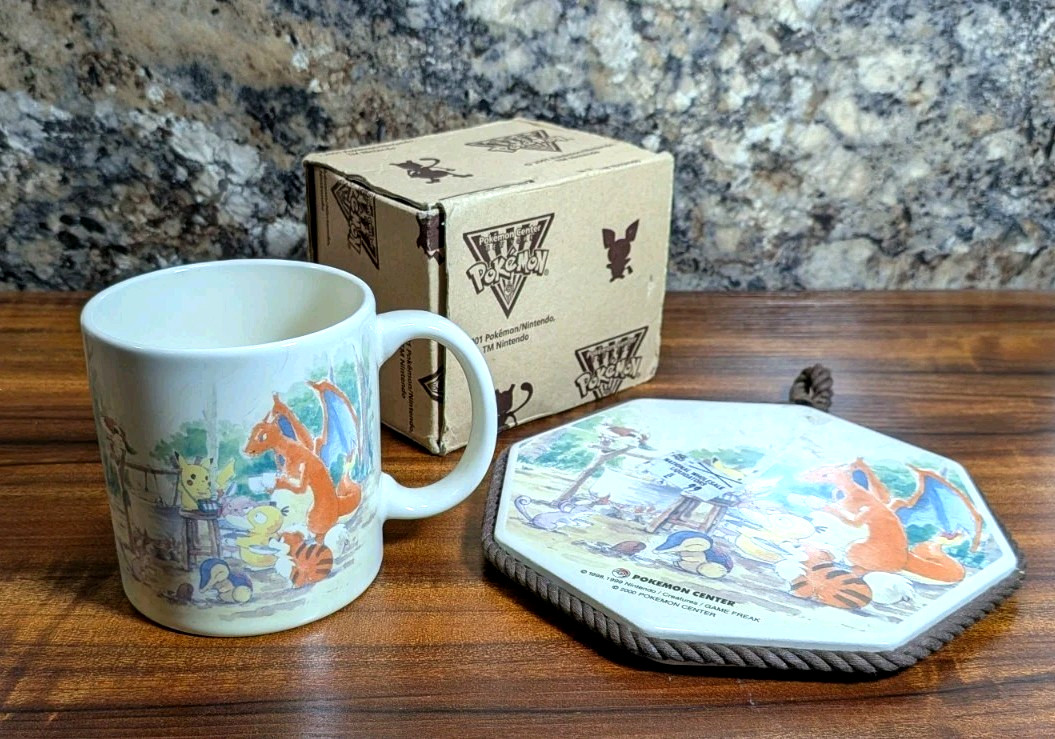 HTF 2001 Pokemon Center New York Cooking Club Mug with Matching Trivet