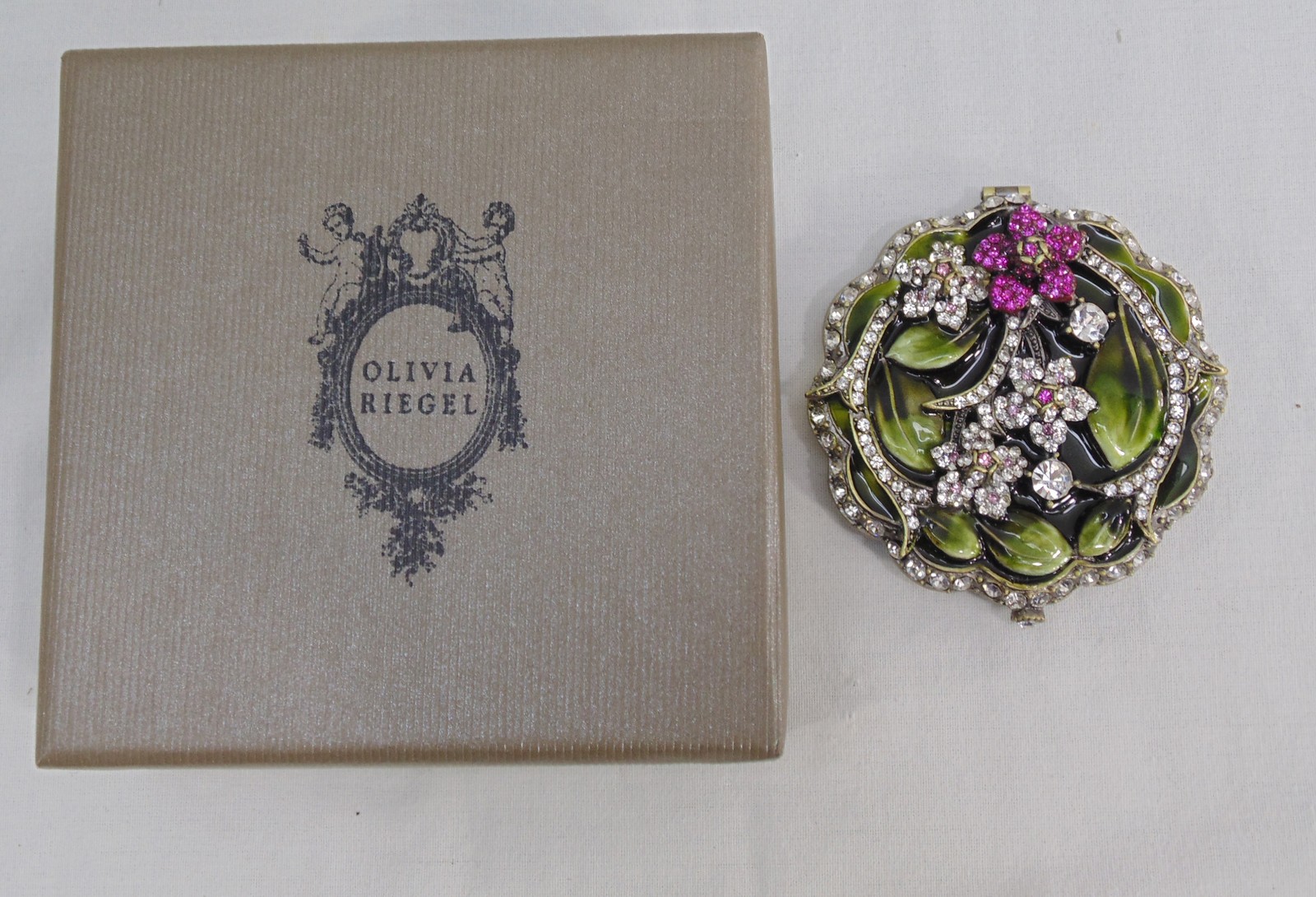 New Olivia Riegel Sophie Crystal Enamel Compact Mirror CM1929 w/Box 