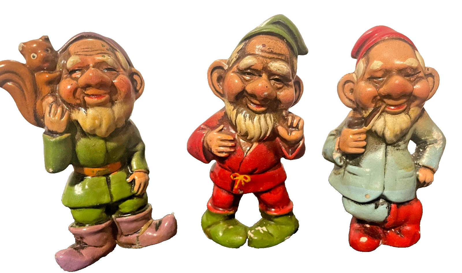 Vintage 1960s set 3 Gnome Elves Dwarves figurines Christmas Japan Paper Mache Vintage 1960s set 3 Gnome Elves Dwarves figurines Christmas Japan Paper Mache