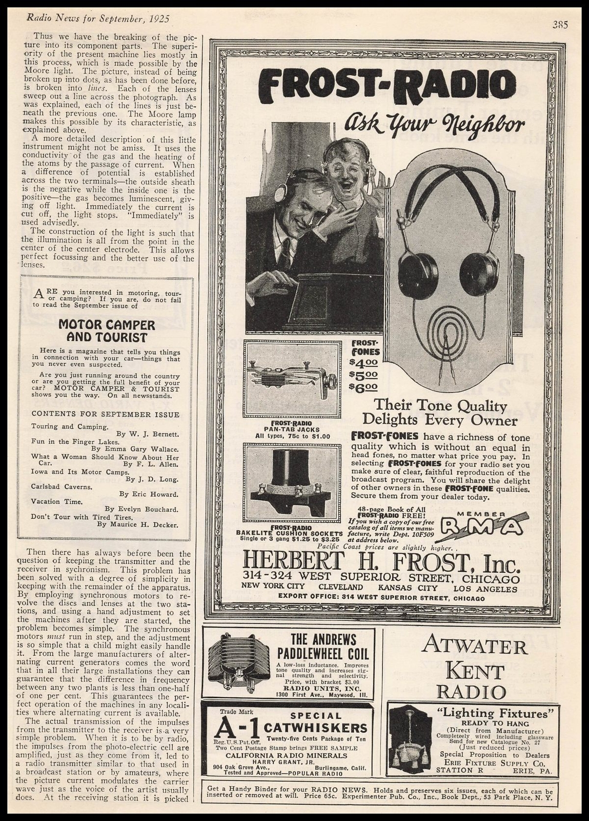 1925 Herbert H. Frost Los Angeles Frost-Fones Radio Headphones Vintage Print Ad 1925 Herbert H. Frost Los Angeles Frost-Fones Radio Headphones Vintage Print Ad