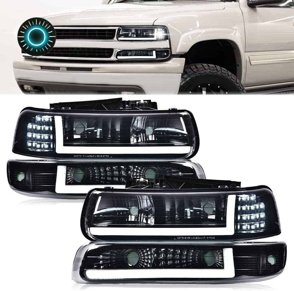 LED Headlights Fit 1999-2002 Chevy Silverado 1500 2500,Smoke Lens LED Headlights Fit 1999-2002 Chevy Silverado 1500 2500,Smoke Lens