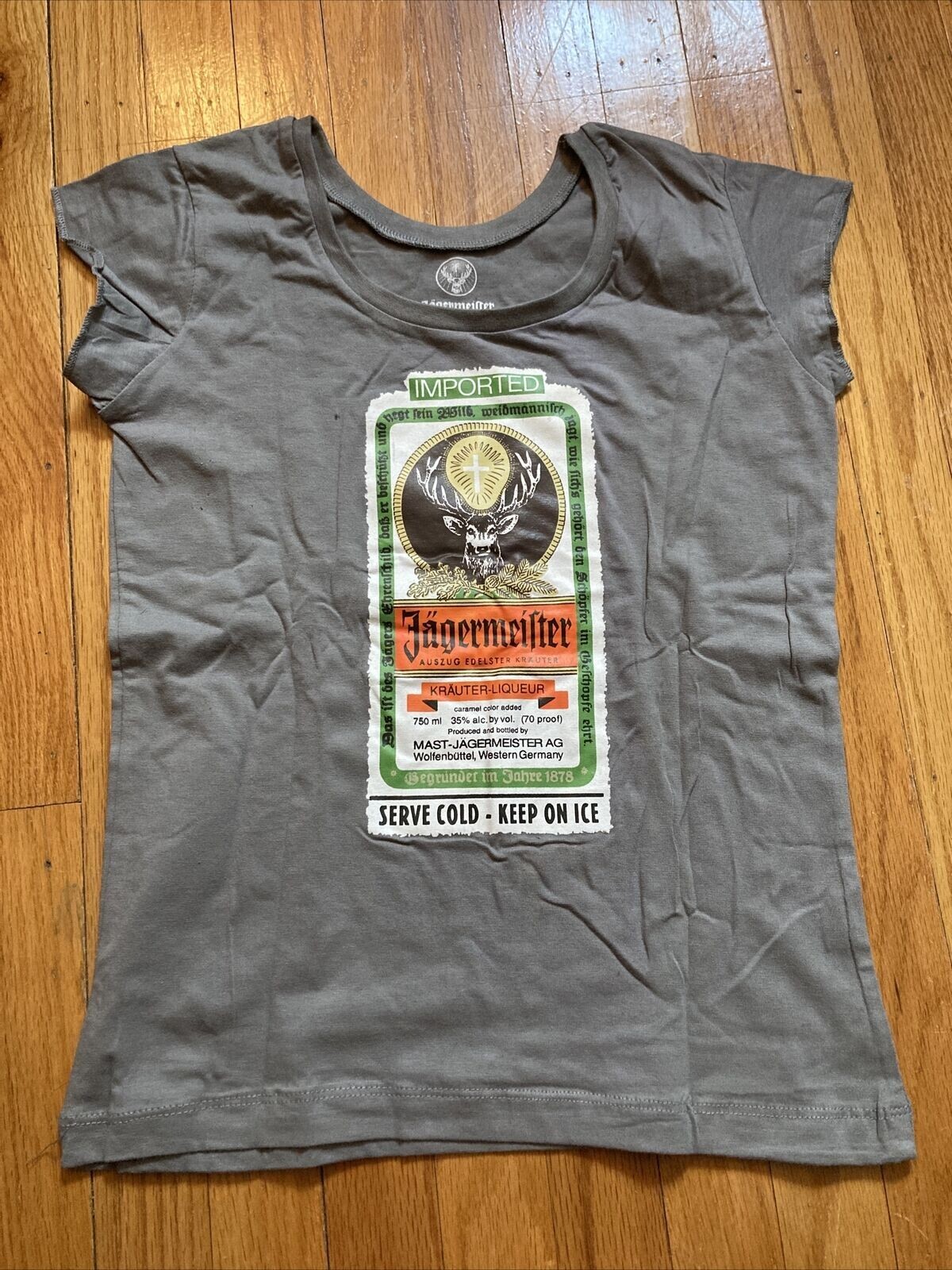 JAGERMEISTER Women’s Gray Jager Bottle Label Logo T-Shirt