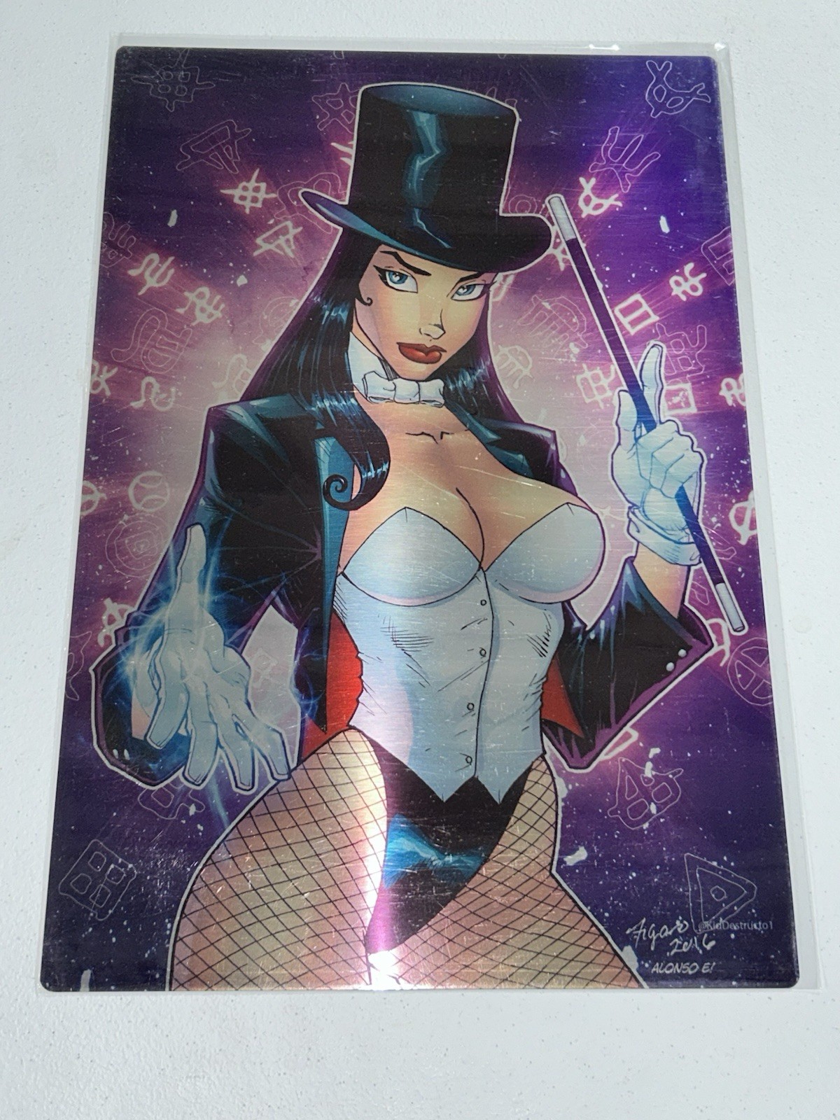 DC Comics 12x18” Zatanna Zatara With Her Magic Wand Posing Fan Art Metal Poster DC Comics 12x18” Zatanna Zatara With Her Magic Wand Posing Fan Art Metal Poster