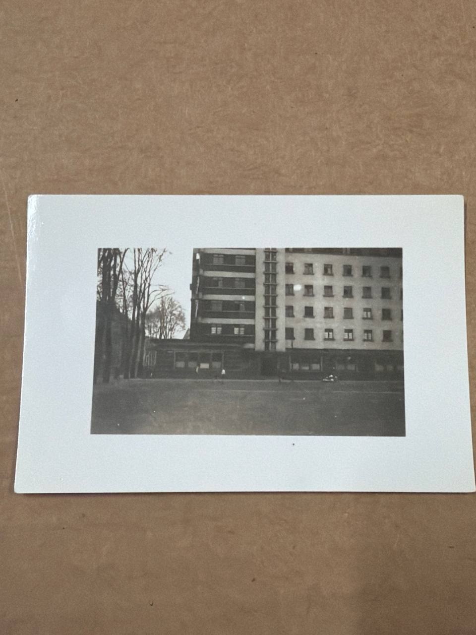 Vintage Black & White Photograph Modernist Apartment Building Street Scene