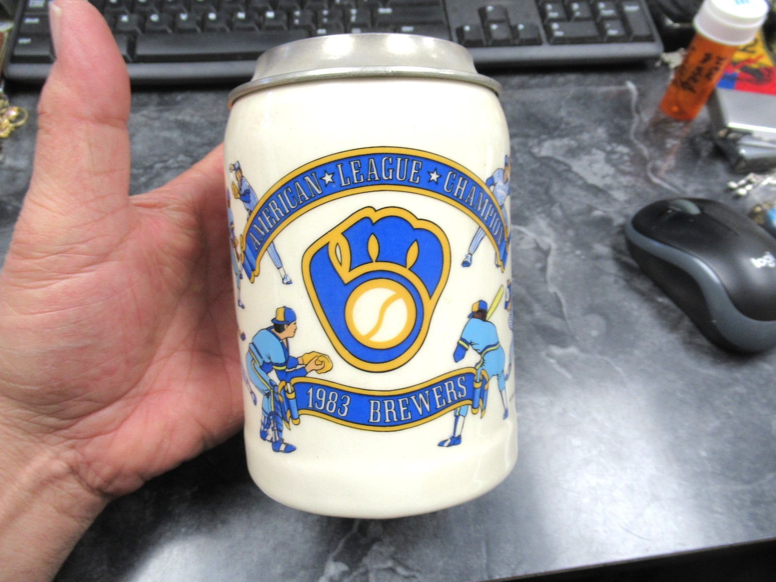 Vintage 1983 Milwaukee Brewers Baseball Team Roster Lidded Beer Stein Mug Vintage 1983 Milwaukee Brewers Baseball Team Roster Lidded Beer Stein Mug
