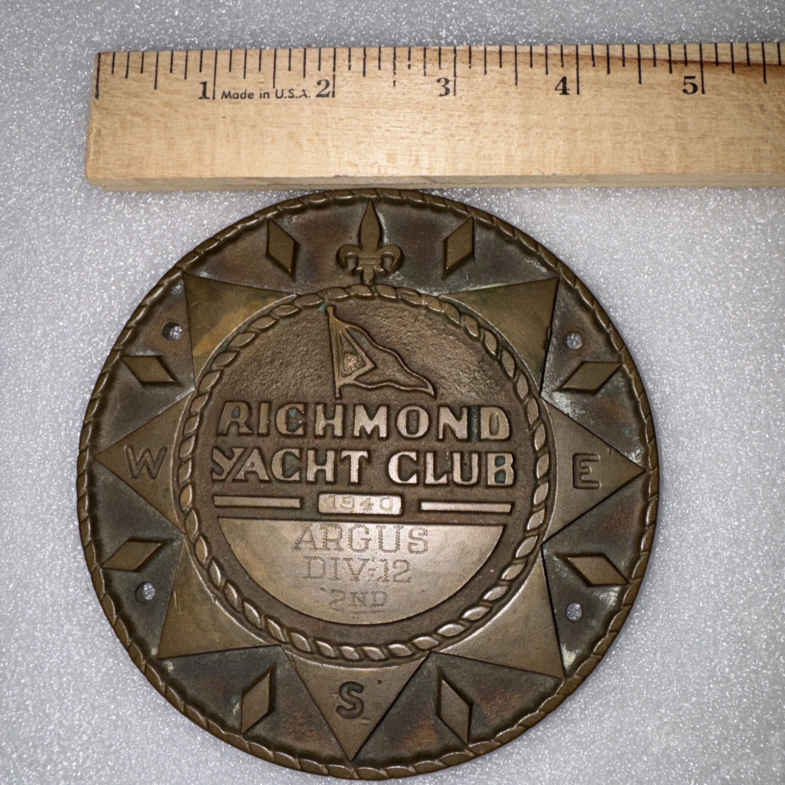 VINTAGE TROPHY MEDALLION HEAVY BRONZE - Richmond Yacht Club 1940 RARE VINTAGE TROPHY MEDALLION HEAVY BRONZE - Richmond Yacht Club 1940 RARE
