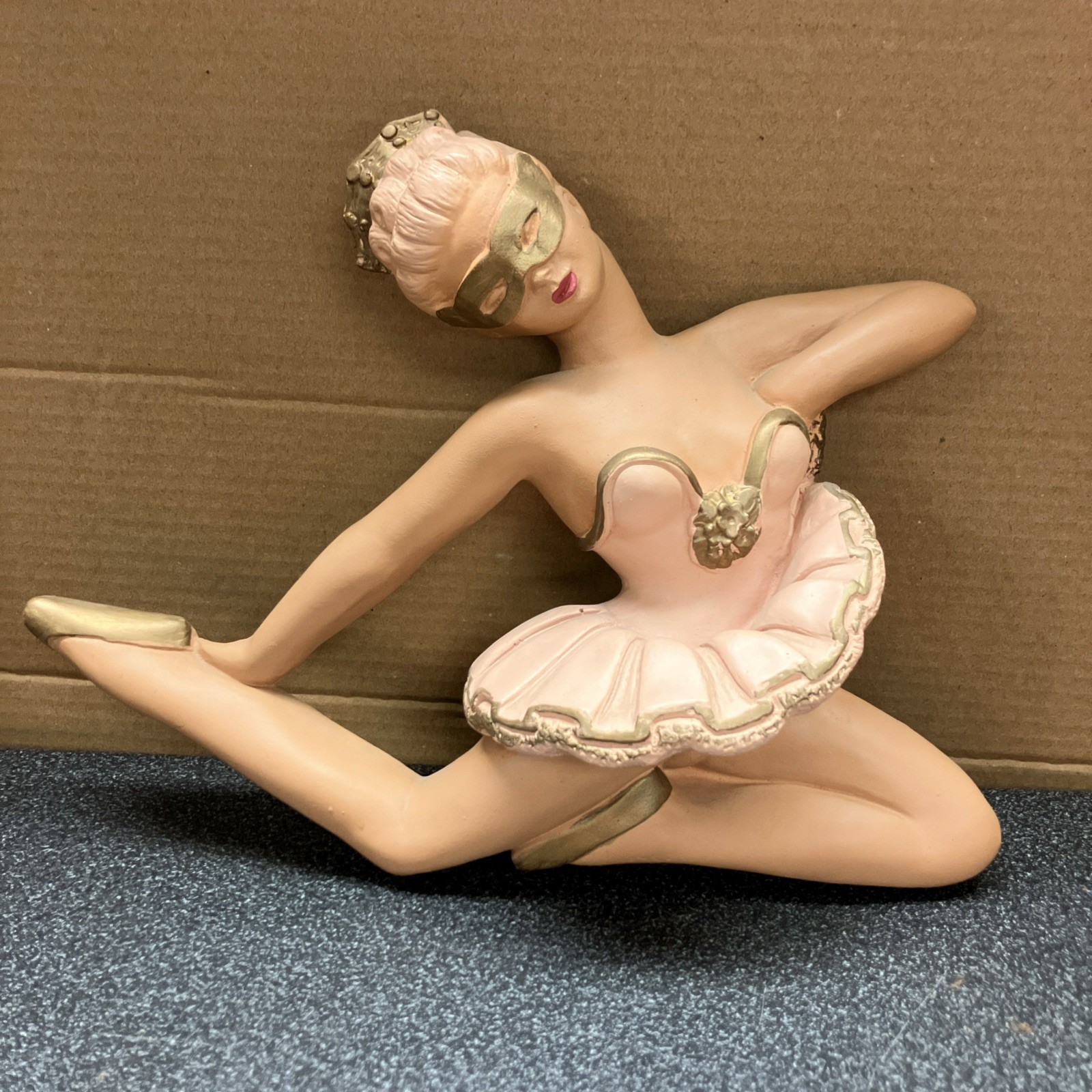 Mid Century Chalkware Puccini Art Novelty Co Masked Ballet Dancer Wall Art