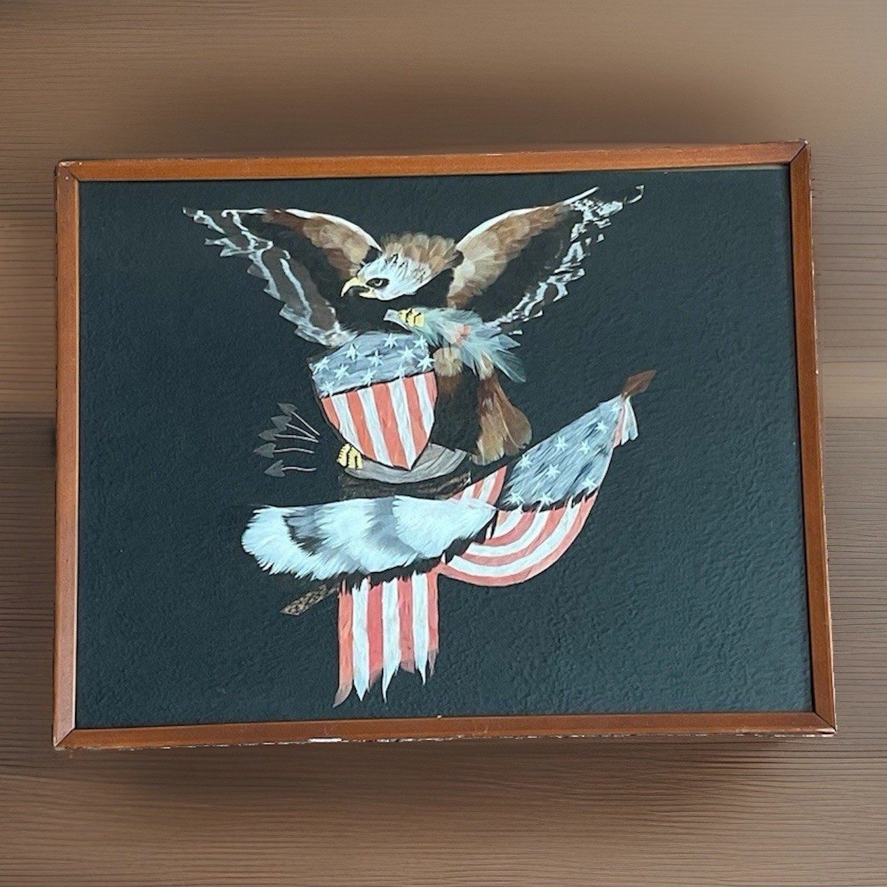 1930s All Feather Art American Eagle USA Flag Historical Americana 11\
