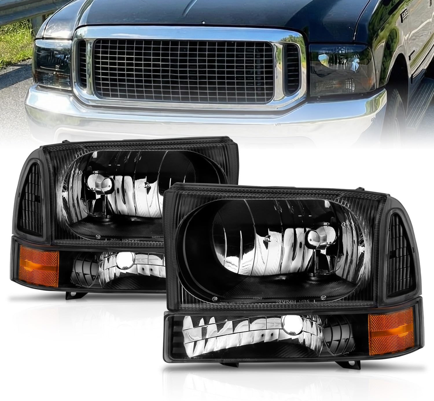 for 1999-2004 Ford Super Duty F250 F350 F450 F550 | Excursion Black Factory Styl