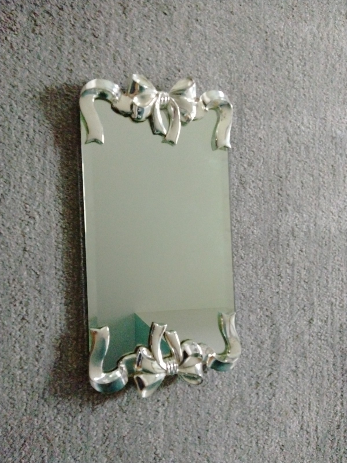 GSA Godinger Silver Plated Mirror Vanity Tray Victorian Bouquets Ribbon