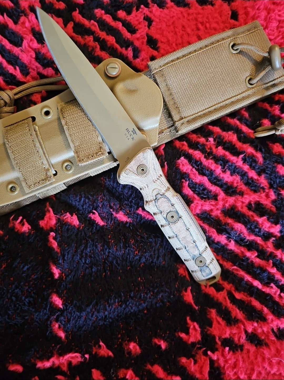 Buck 891 Knife Ground Combat Rare Tan Spearpoint Buck 891 Knife Ground Combat Rare Tan Spearpoint