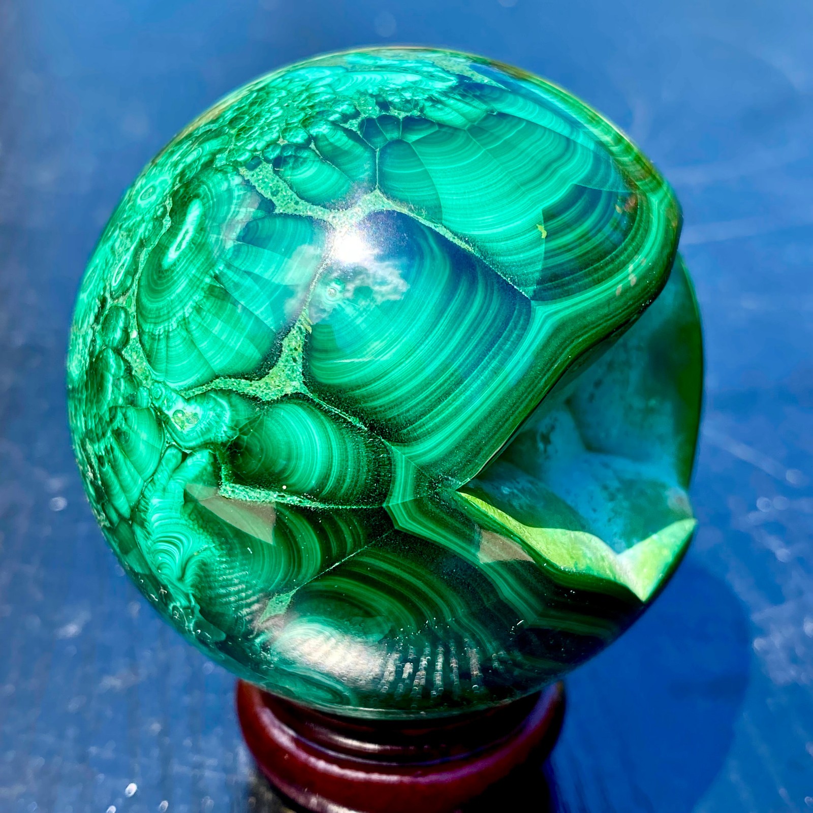370G   Natural Malachite Quartz Sphere Energy Crystal Ball Reiki Gift Decor Gem