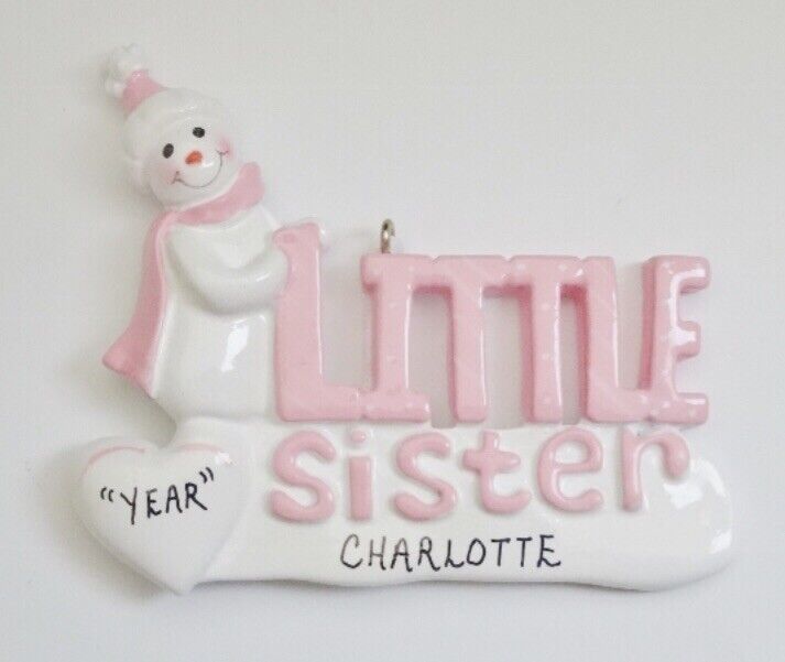 Personalized Snowman Little Sister Christmas Ornament