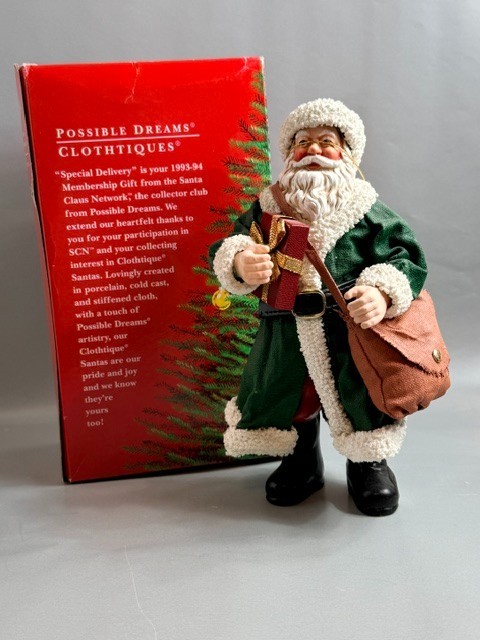 Santa Claus Crinkle Clothtique Christmas Figurine Possible Dreams Delivery Green Santa Claus Crinkle Clothtique Christmas Figurine Possible Dreams Delivery Green