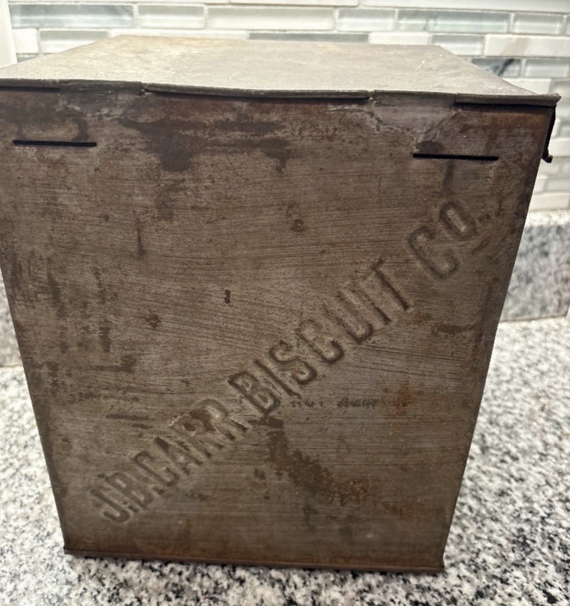 J.B. Carr Biscuit Company~Antique Store Counter Metal Display Box J.B. Carr Biscuit Company~Antique Store Counter Metal Display Box