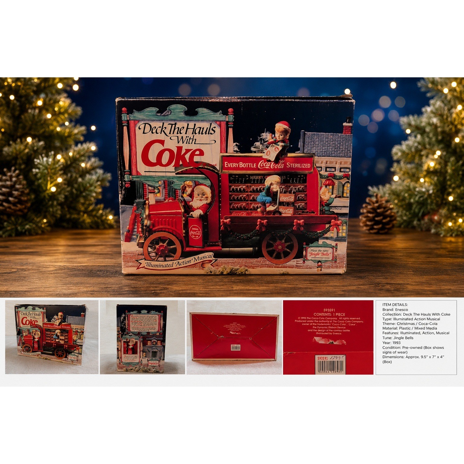 1993 Coca-Cola Deck The Halls With Coke Musical NIB Factory Sealed Enesco 593591