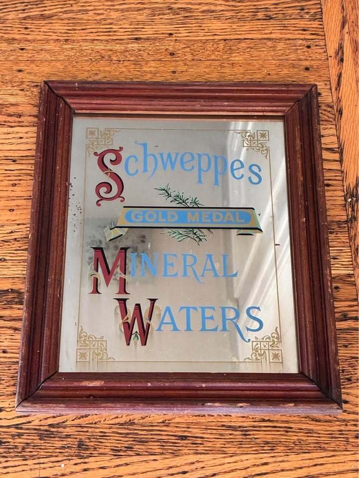 Vintage 1970s Schweppes Bar Mirror 10x12in