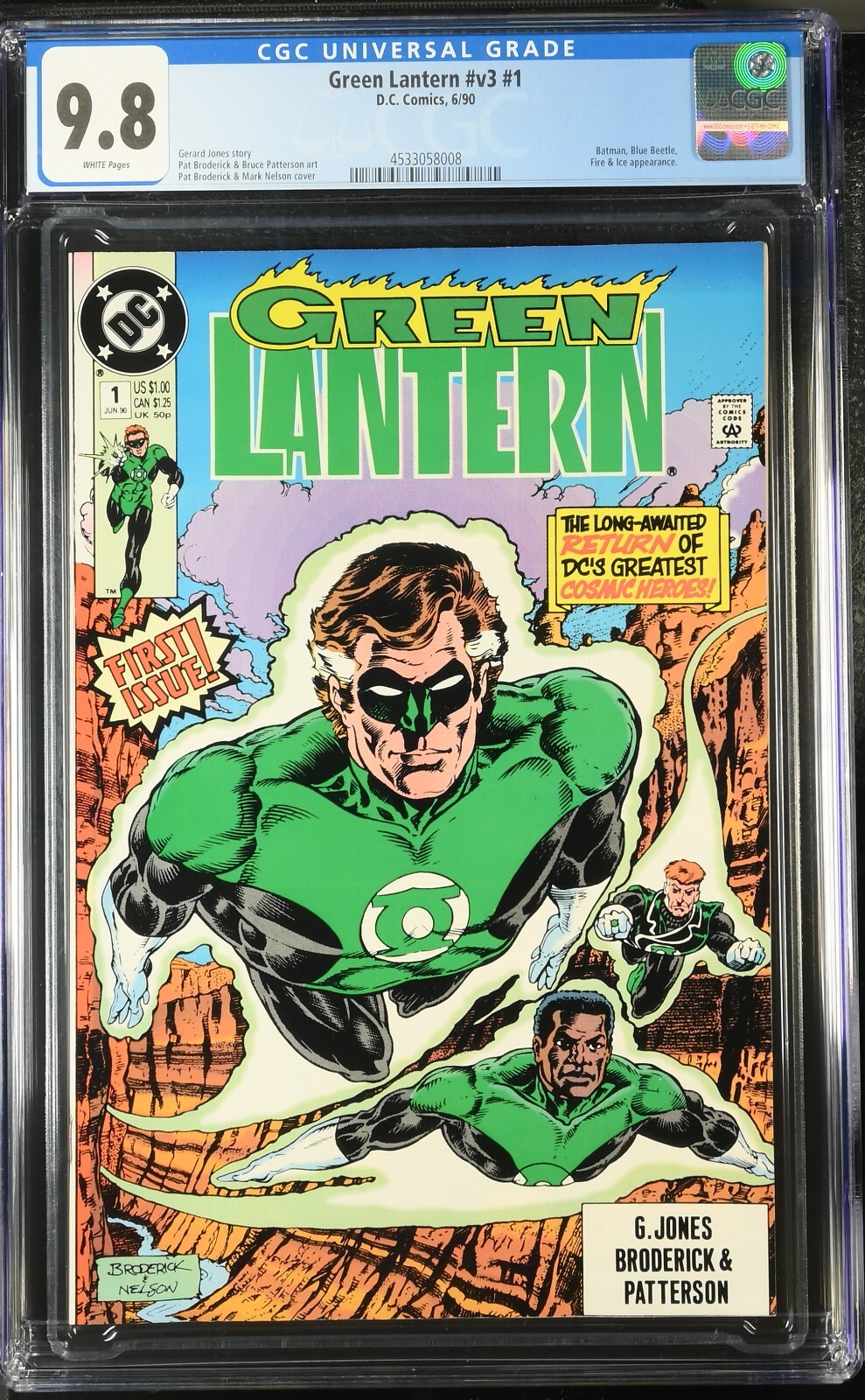 Green Lantern #v3 1 (1990, DC) Batman Blue Beetle Fire & Ice App. CGC 9.8 Graded