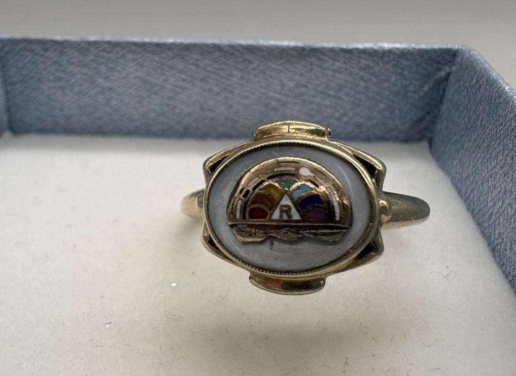 Vtg 1960’s 10k Gold Masonic Order Of Rainbow Girl Ring Size About 6 (a10)