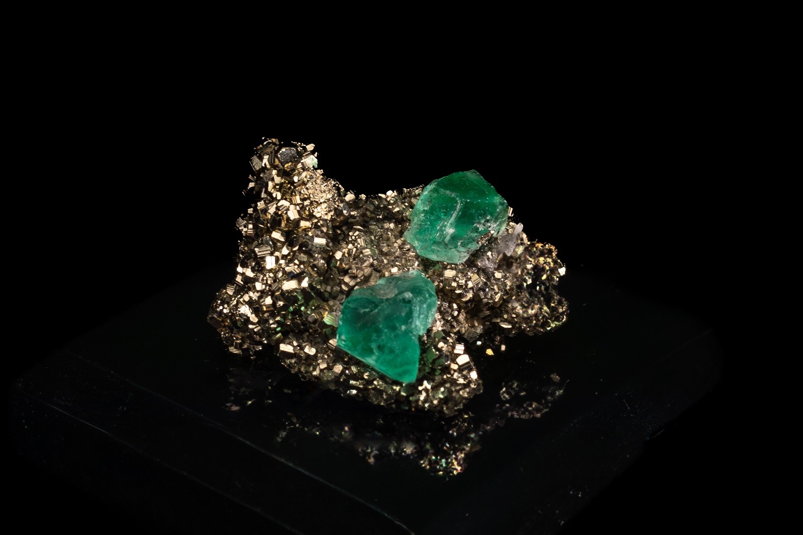 Natural Green Fluorite on Golden Pyrite - Huanzala Mine Peru - 53 g Natural Green Fluorite on Golden Pyrite - Huanzala Mine Peru - 53 g