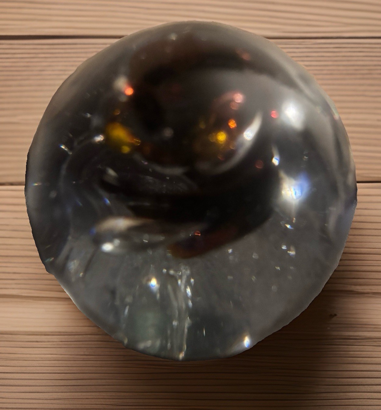 Marian Pyrcak Mouth Blown Crystal Paperweight Hand Made Poland Signed MP