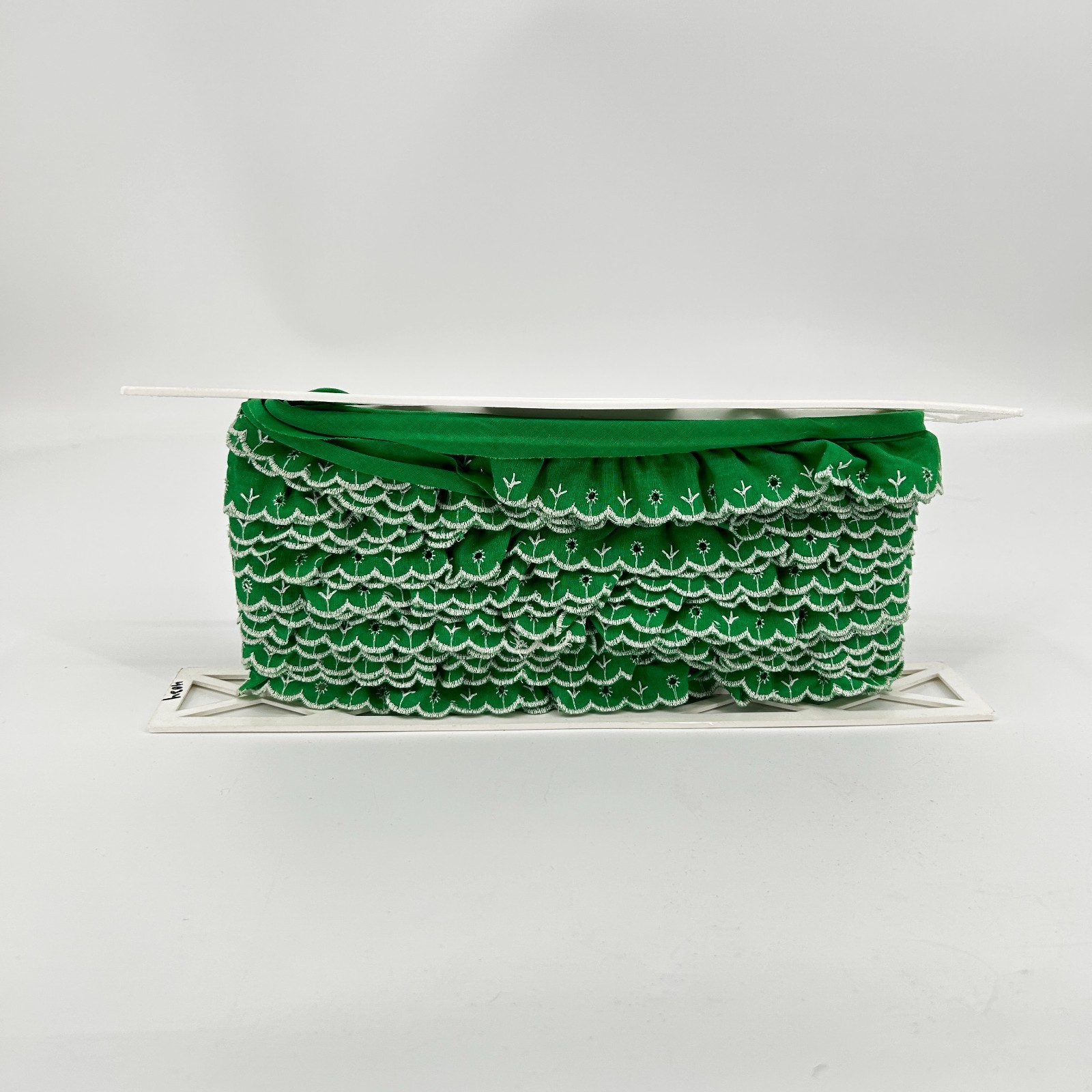 Vintage Green Ruffled Lace Trim Embroidered Holiday Craft Sewing Ribbon 25 FT Vintage Green Ruffled Lace Trim Embroidered Holiday Craft Sewing Ribbon 25 FT