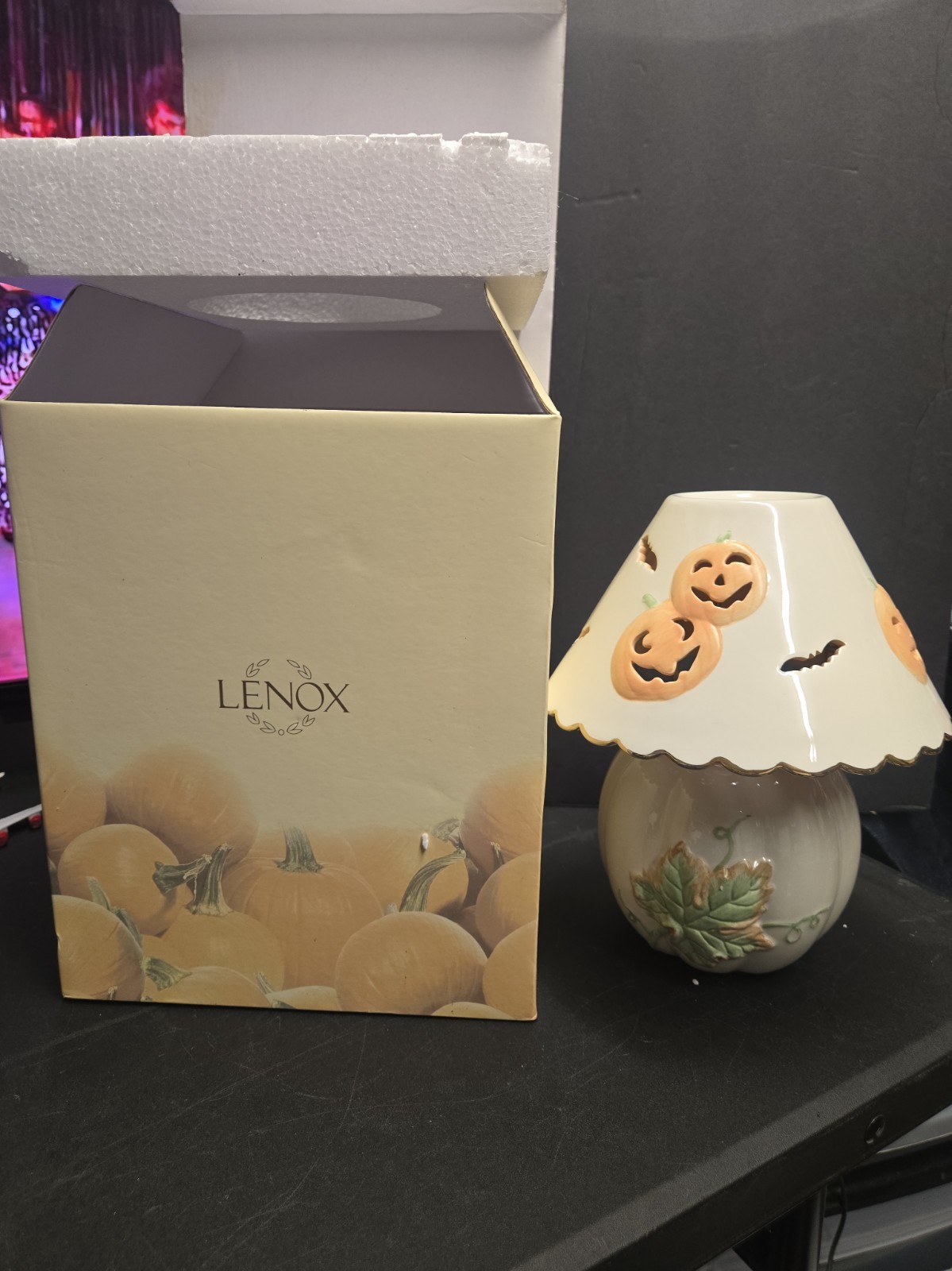 New Retired Lenox Occasions Halloween Pumpkin Candle Lamp