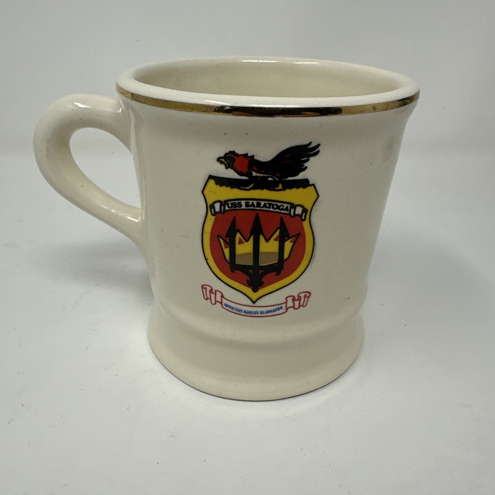 USS Saratoga Coffee Mug Mil-Art China. Rare “Super Sara Achiever” Variant