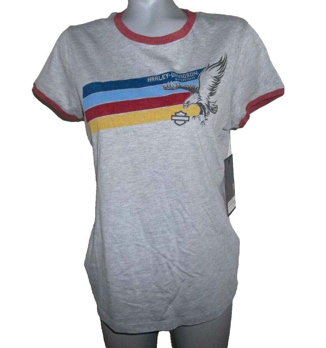 NWT $30, HARLEY-DAVIDSON Women's Gray Tee, w/Eagle, Bar & Shield,  Size Medium